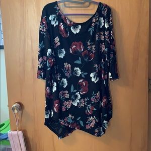 Black floral tunic style shirt